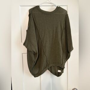 Zenana Outfitters Olive Off-the-Shoulder Lightweight Sweater